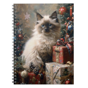 Carnet Balinais Kitten Noël Portrait de chat