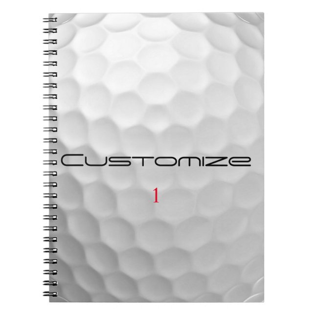 Carnet Balle de golf blanche texturée avec nom et numéro  (Devant)