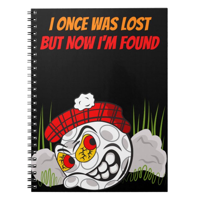 Carnet Balle de golf de dessin animé cachée avec citation (Devant)