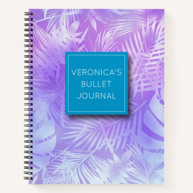 Carnet Balle Feuille Iridescente Pastel Palm personnalisé (Devant)