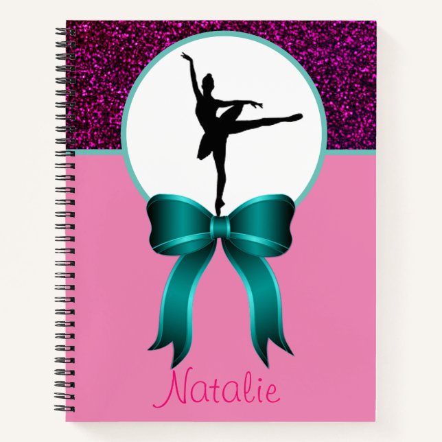 Carnet Ballerina Dance Parties scintillant et Bow (Devant)
