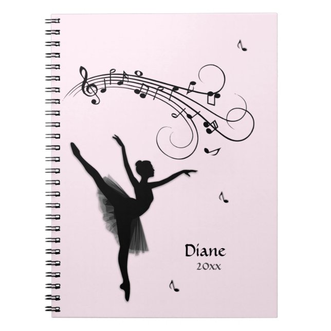 Carnet Ballerina Danse avec Musique rose (Devant)