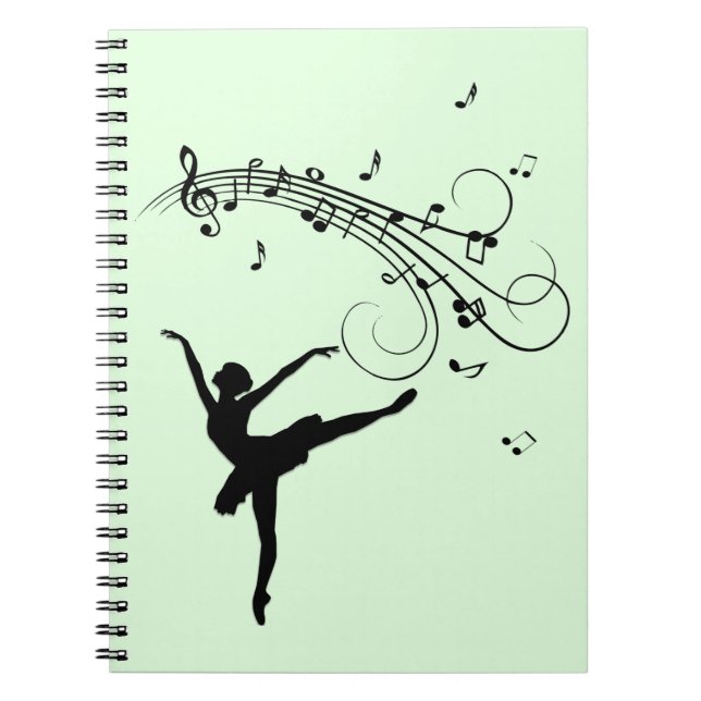 Carnet Ballerina Danse avec Musique Vert (Devant)