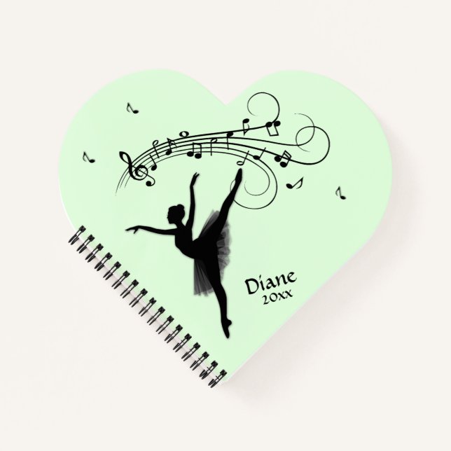 Carnet Ballerina Danse avec Musique Vert (Devant)