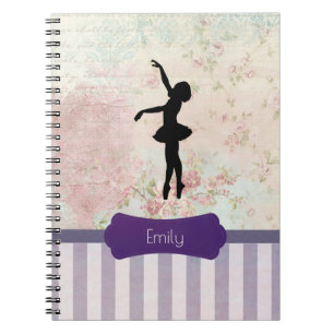 Carnet Ballerina Silhouette sur Elegant Motif Vintage