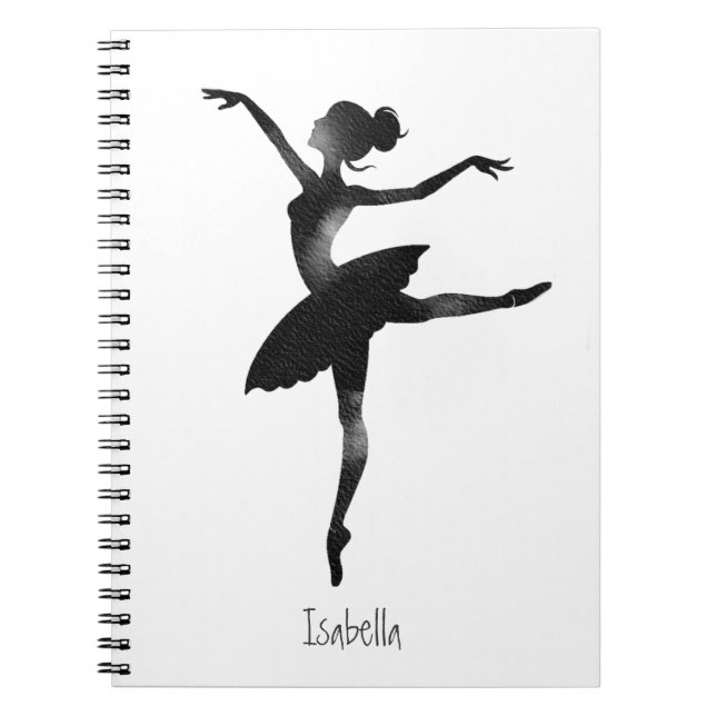 Carnet Ballerine aquarelle stylée chic charbon (Devant)