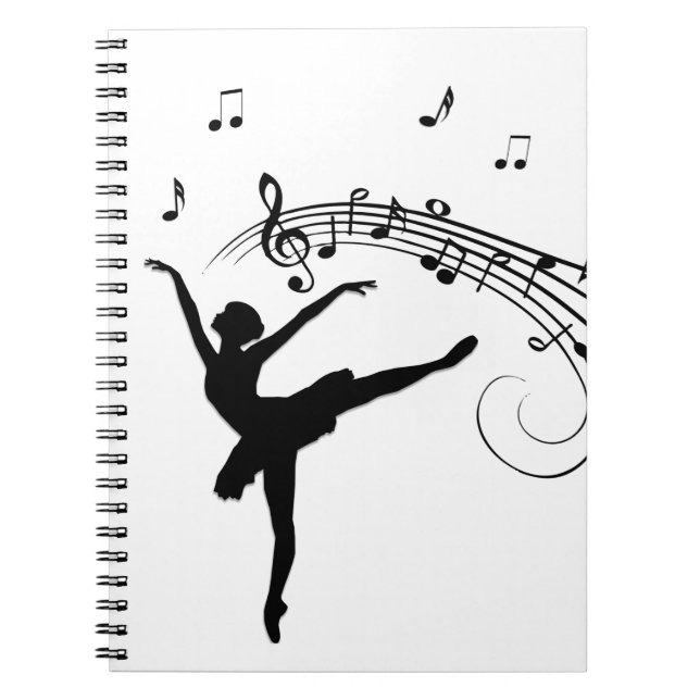 Carnet Ballerine dansant avec des notes de musique (Devant)