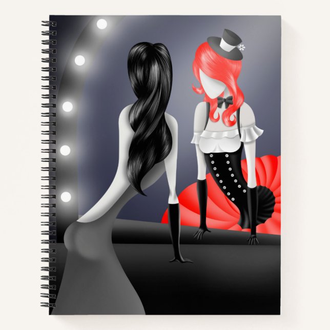 Carnet Ballerine et danseuse excentrique reflet Rouge (Devant)