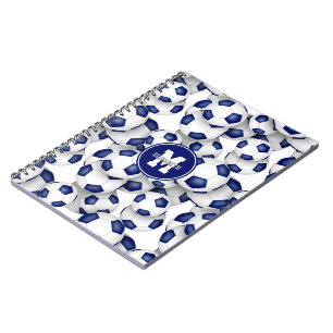 Carnet balles de football bleu blanc motif enfants sports