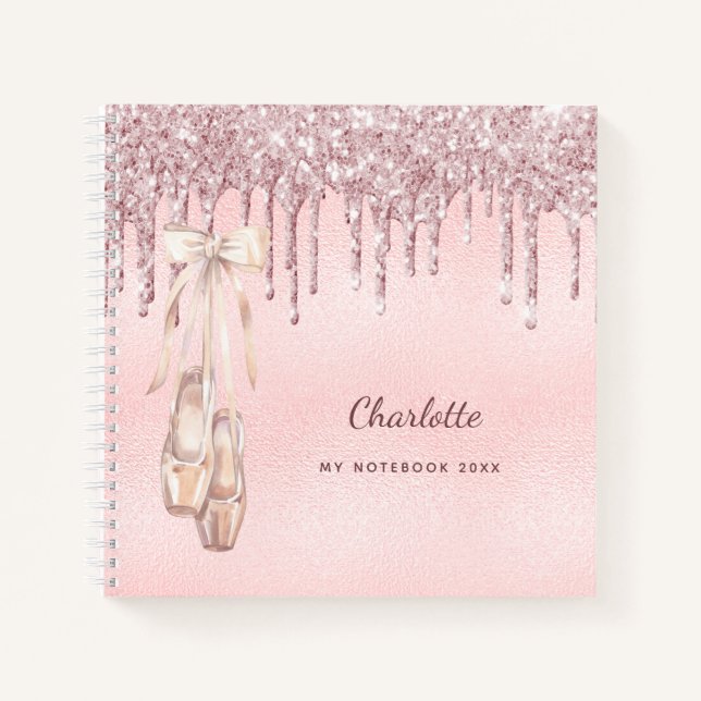 Carnet Ballet danse argent rose rousse parties scintillan (Devant)