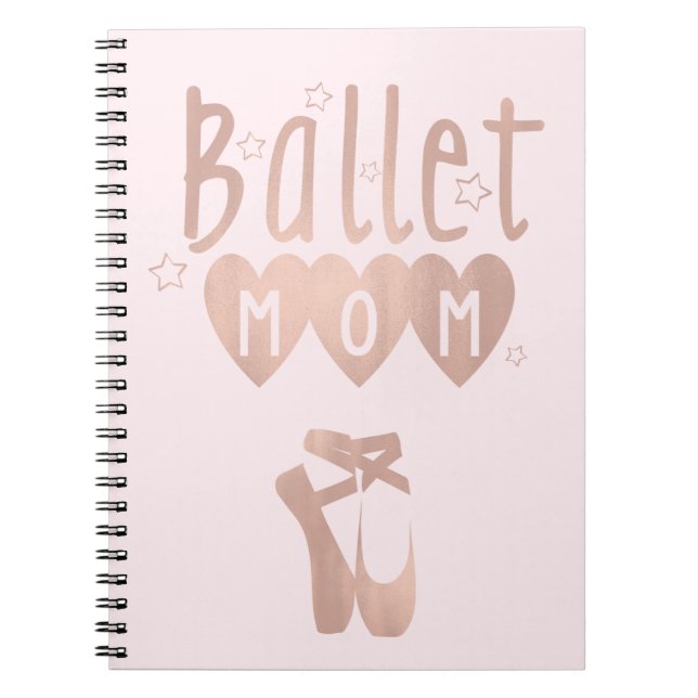 Carnet Ballet Maman Rose Rose Or Étoiles & Coeurs (Devant)