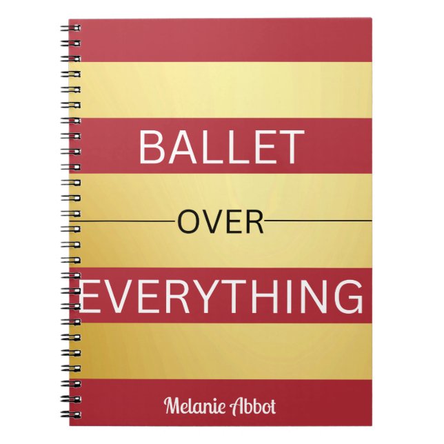 Carnet "BALLET SUR TOUT" BLANC rose & or rayé (Devant)