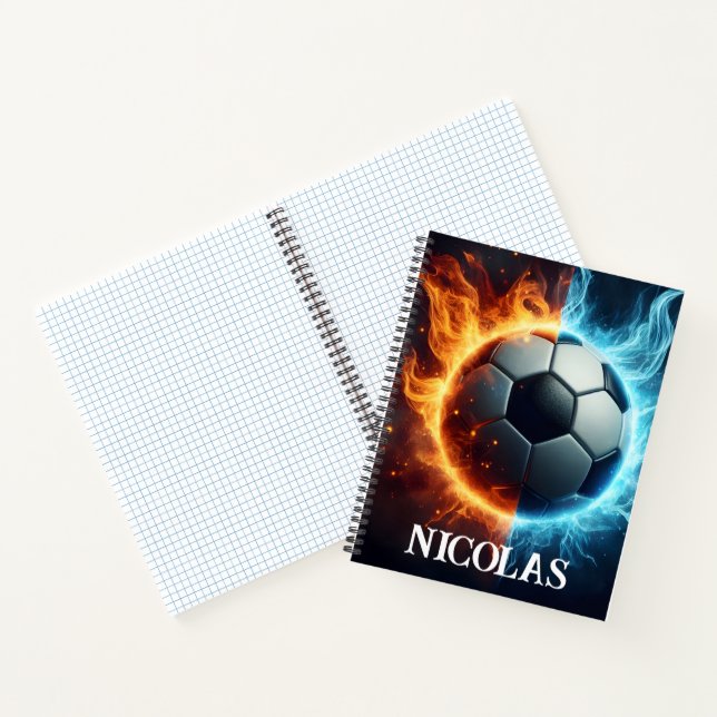 Carnet ballon de football avec flammes et glace (Intérieur)