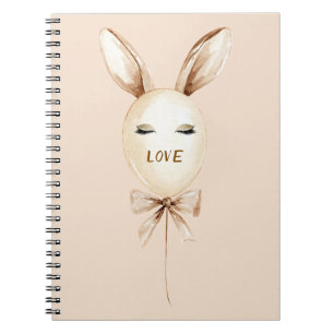 Carnet Ballon Oreilles de Lapin Crème Yeux Pailletés Or