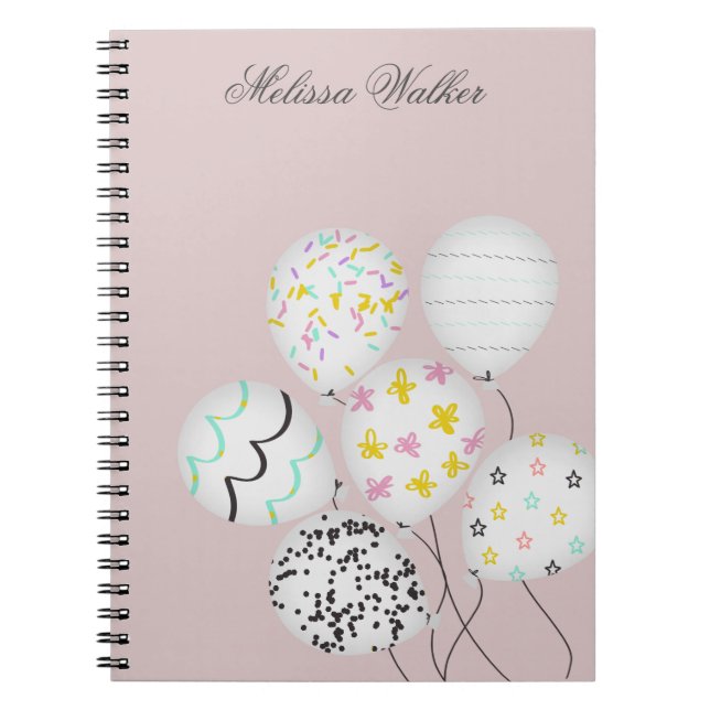 Carnet ballons colorés mignon monogramme (Devant)