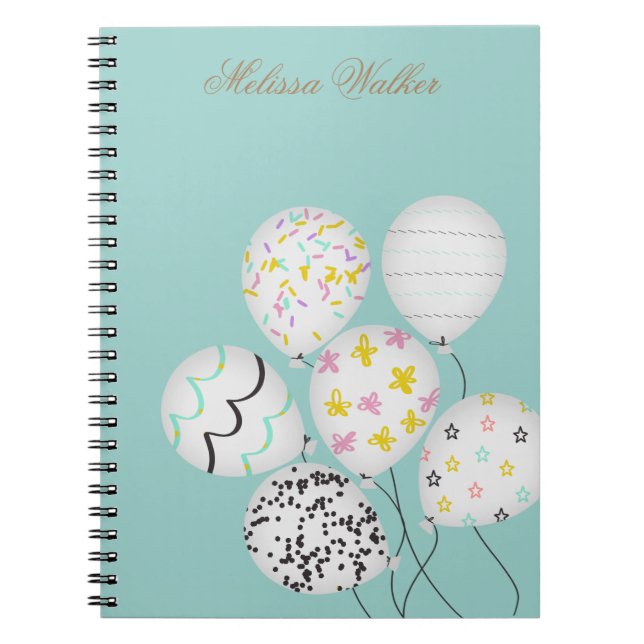 Carnet ballons colorés monogramme mignon (Devant)