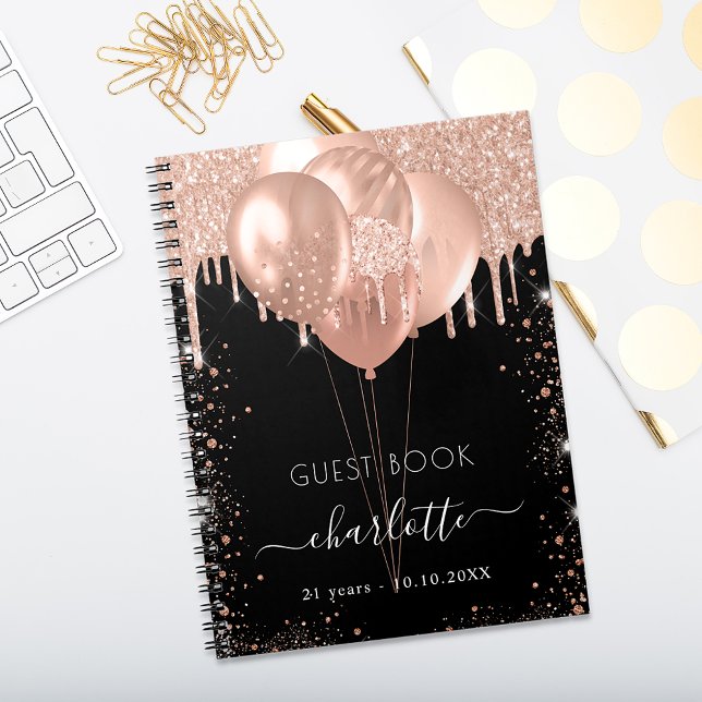 Carnet Ballons d'or rose noir (Créateur téléchargé)
