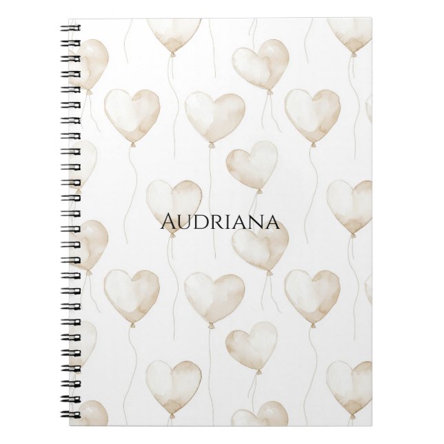 Carnet Ballons en forme de cœur blanc crème (Devant)