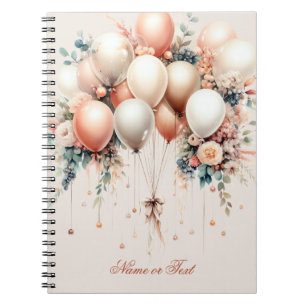 Carnet Ballons floraux de Pêche blanche colorée Élégant