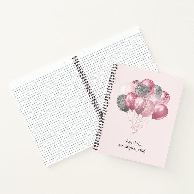 Carnet Ballons Pailletés Rose et Argent (Intérieur)
