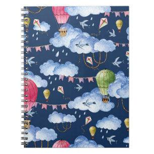 Carnet Ballons Whimsical : Motif de nuage d'aquarelle