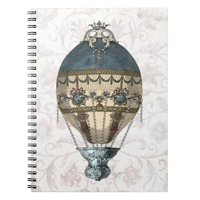 Carnet Balloon baroque bleu & crème (Devant)