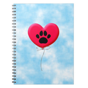 Carnet Balloon en forme de coeur avec Empreinte de patte