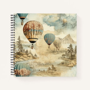 Carnet Balloon vintage à air chaud dans un paysage serein