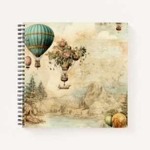 Carnet Balloon vintage à air chaud dans un paysage serein