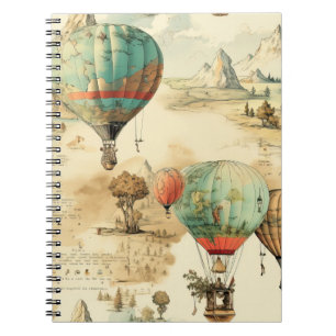 Carnet Balloon vintage à air chaud dans un paysage serein