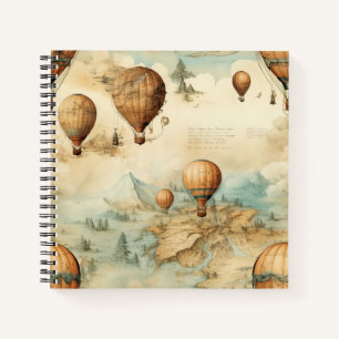 Carnet Balloon vintage à air chaud dans un paysage serein