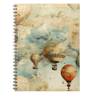 Carnet Balloon vintage à air chaud dans un paysage serein