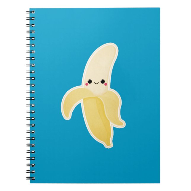 Carnet Banane de Kawaii sur le bleu (Devant)