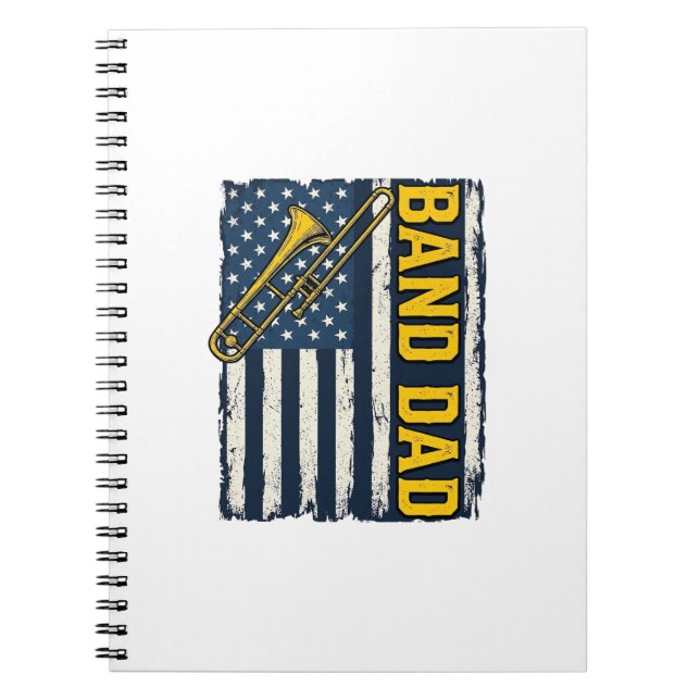 Carnet Band Dad Trombone American Flag Vintage Shirt Desi (Devant)