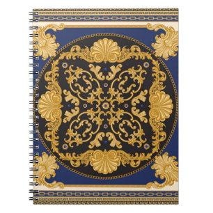 Carnet Bandana imprimé sur arrière - plan noir et bleu, O