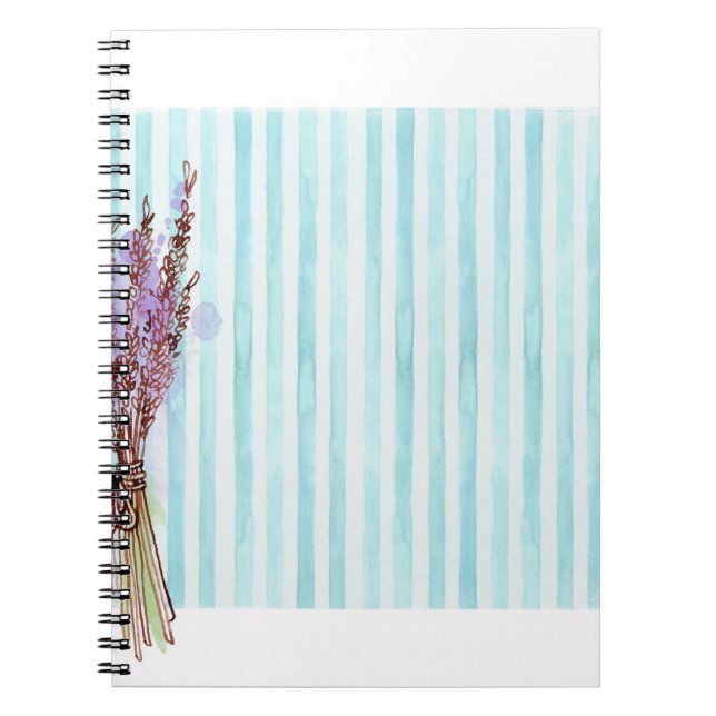 Carnet Bande bleu lavande plante florale (Devant)