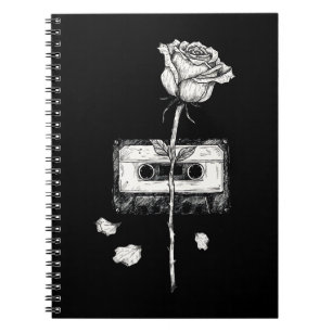 Carnet Bande Cassette Vintage Rose en Fleur Esthétique