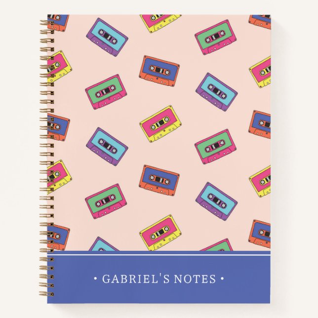 Carnet Bande de cassette audio Retro Neon | Ajouter Votre (Devant)