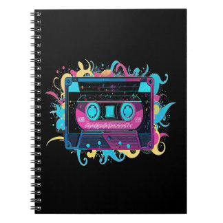 Carnet Bande de cassette néon rétro avec éclaboussure vib