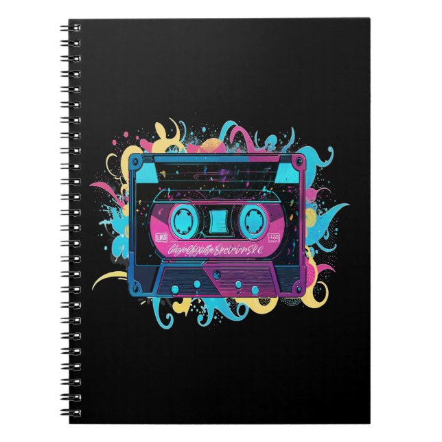 Carnet Bande de cassette néon rétro avec éclaboussure vib (Devant)