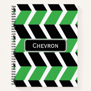 Carnet Bande de Chevron Vert Noir Personnalisée