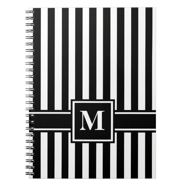 Carnet Bande moderne noire avec Monogramme (Devant)