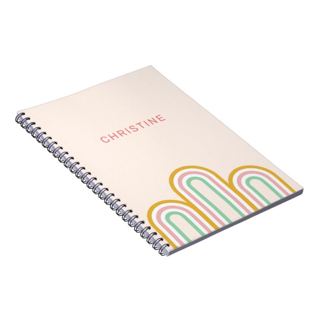 Carnet Bandes Archées Rétro Pastel Rose Minimal (Côté Droit)