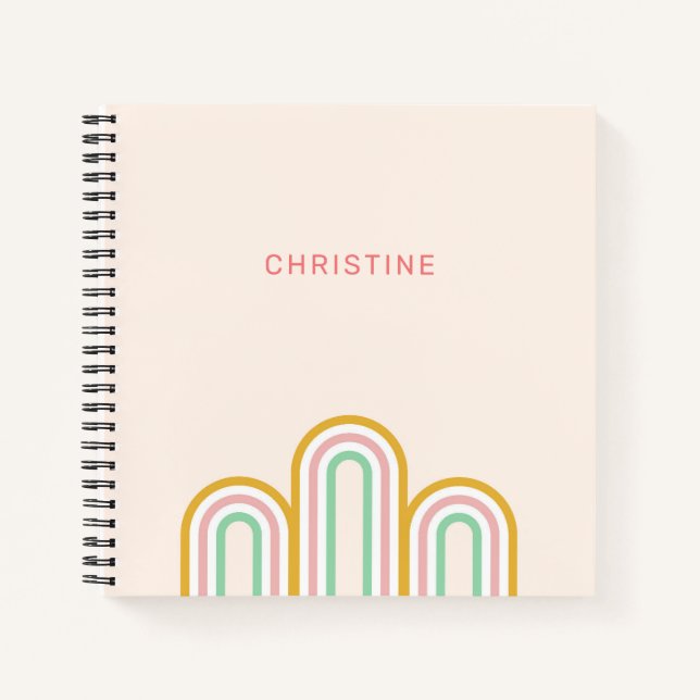 Carnet Bandes Archées Rétro Pastel Rose Minimal (Devant)