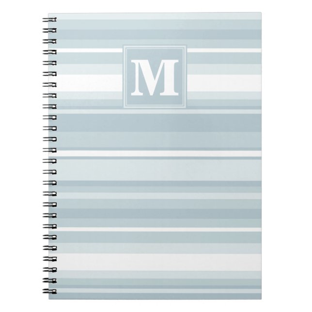 Carnet Bandes bleu glace monogramme (Devant)