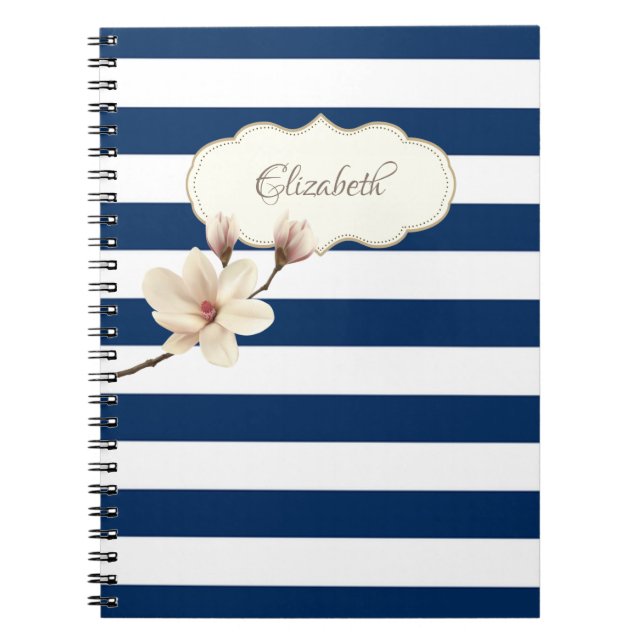 Carnet Bandes Bleues de la Marine adorable, Magnolia, Per (Devant)