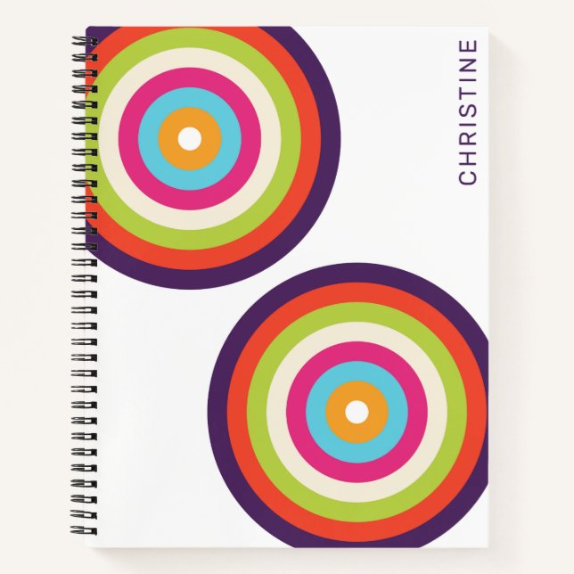 Carnet Bandes colorées Cercles rétro Art (Devant)