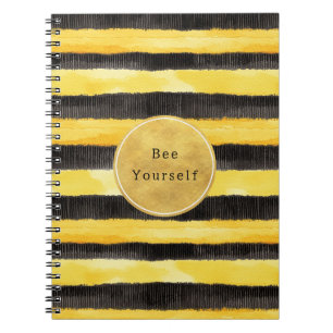 Carnet Bandes De Abeille Jaune Noir Doré