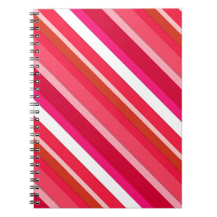 Carnet Bandes de bonbons en couches - rouge, rose et blan