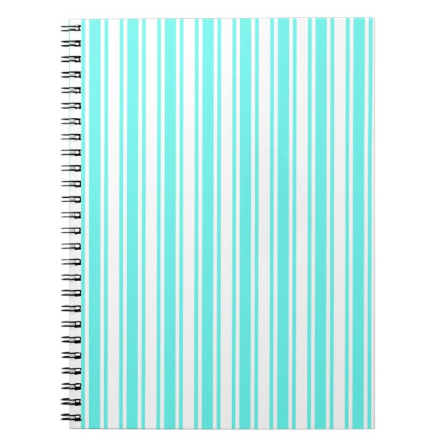 Carnet Bandes de bonbons turquoise et blanche (Devant)